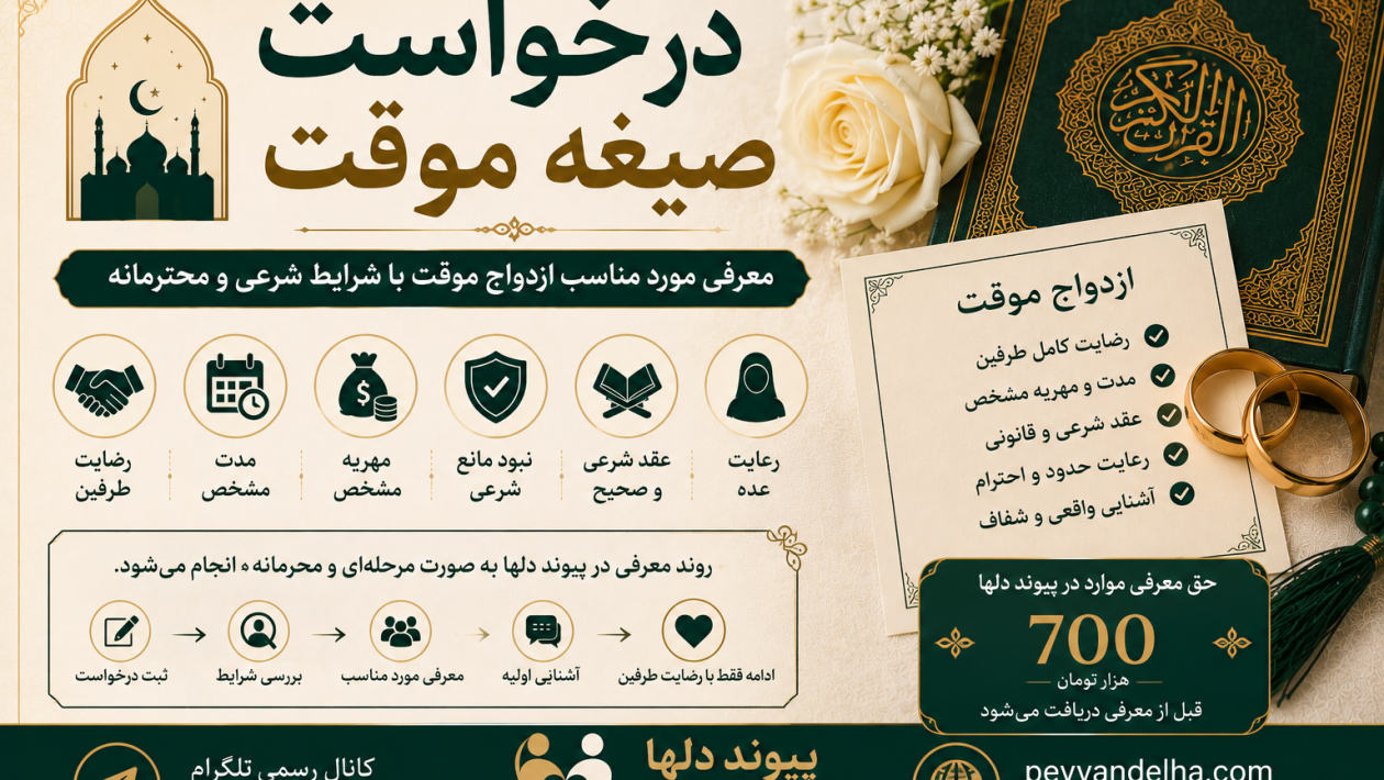 درخواست صیغه موقت و ثبت درخواست ازدواج موقت در پیوند دلها